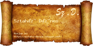 Sztahó Dénes névjegykártya